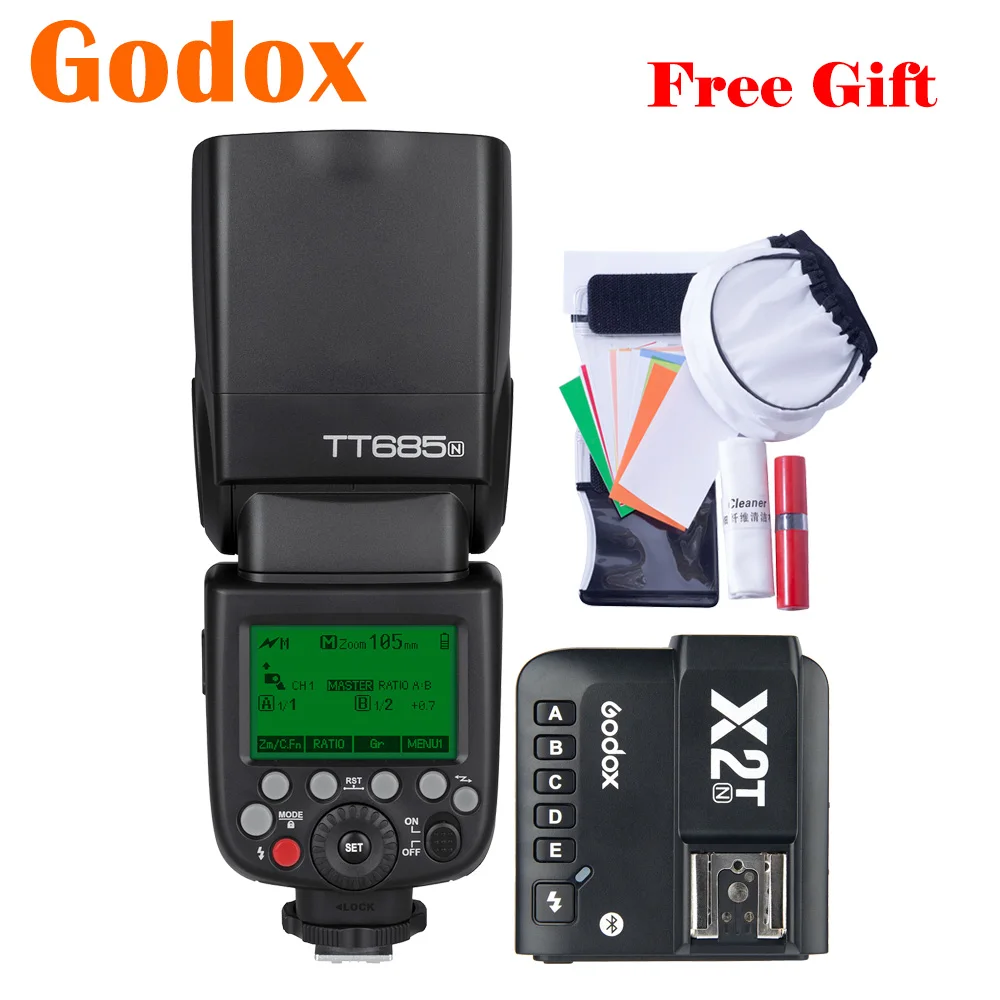 Godox TT685N Камера синхроконтакта разъем для внешней вспышки типа ttl 2,4G X2T-N мобильный передатчик для Nikon D800 D700 D7100 D7000 D5200 D5100 D810 D90 D610