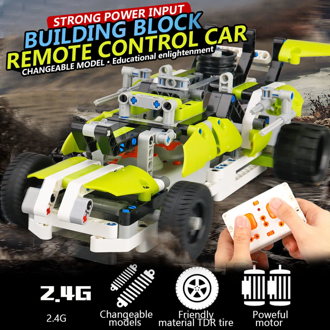 Креативный строительный блок высокоскоростной Радиоуправляемый автомобиль внедорожник деформация транспортного средства образовательная игрушка-зеленый Питон Тип