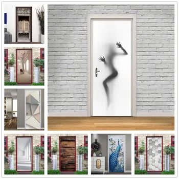 

Stickers on the Door Home Decor Girl Silhouette Wall Decals Self Adhesive Vinyl Removable Mural Poster Door Wallpaper deurposter