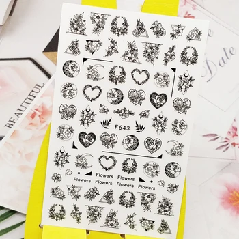 

3D Nail Sticker Decals Wreath Love Flowers Design Nail Art Decorations Stickers Sliders Manicure Accessories Nails Decoraciones