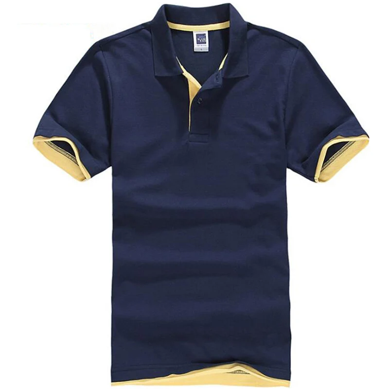 Navy with yellow Мужская Летняя хлопковая дышащая футболка Camisetas Hombre, мужская повседневная теннисная футболка с коротким рукавом, футболка, верхняя одежда - Цвет: Navy with yellow