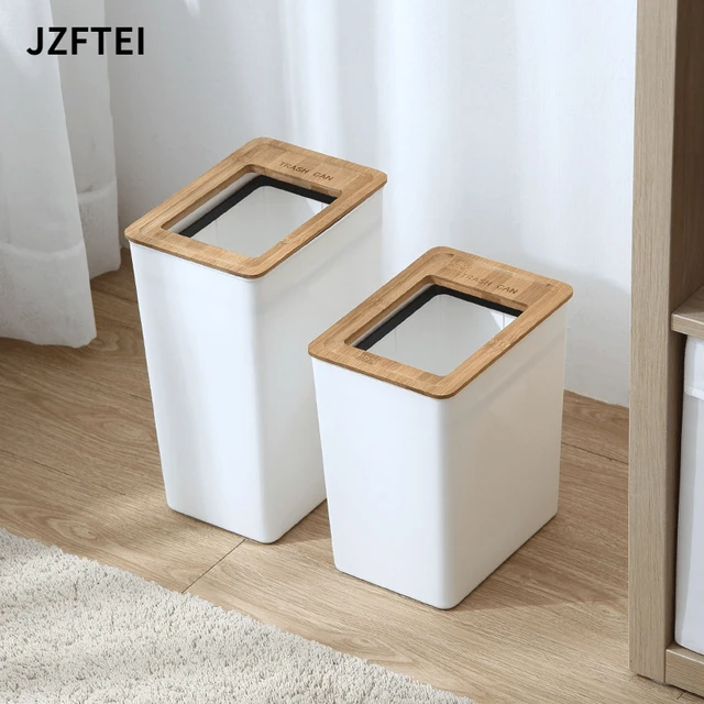 New 7,5/9L Cubo De Basura Puede Alta Calidad PP Madera Papelera Oficina  EnCasa Cubo De Almacenamiento De Plástico Cubo De Basura - AliExpress