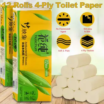 

Toilet Paper 12 Rolls Bathroom Soft Toilet Roll Paper 4layers Household Rollss Paper Wood Pulp Face Tissue Safe for Baby