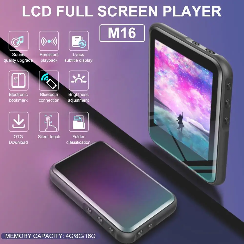 Мини диктофон MP4 плеер 2,4 дюймов lcd полный экран Bluetooth музыкальный плеер стерео портативный тонкий MP3 MP4 плеер