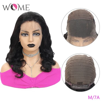 

WOME Body Wave 13X4 Lace Front Wigs Brazilian Human Hair Wigs For Women 8-26Inches 150% Middle Ratio Natural Color Remy Hair Wig