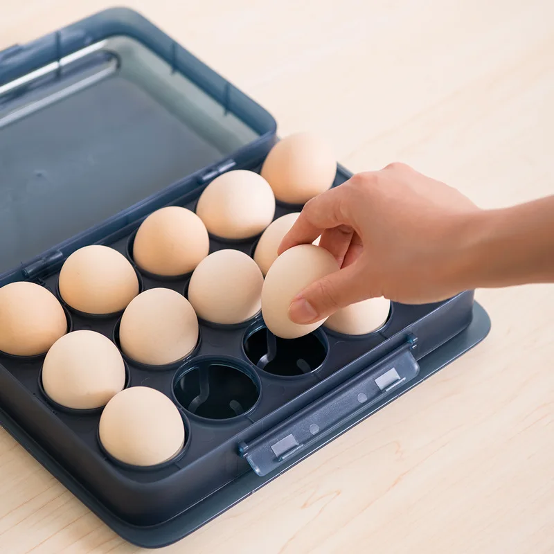 

18L Home Chicken Storage Box Refrigerator Egg Container Rack with Cover and Interlayer Eggs Airtight Storage box