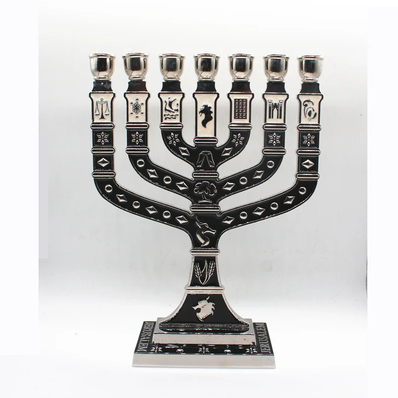Золотой Семь филиал Менора 12 колен израильские, еврейские подсвечник
