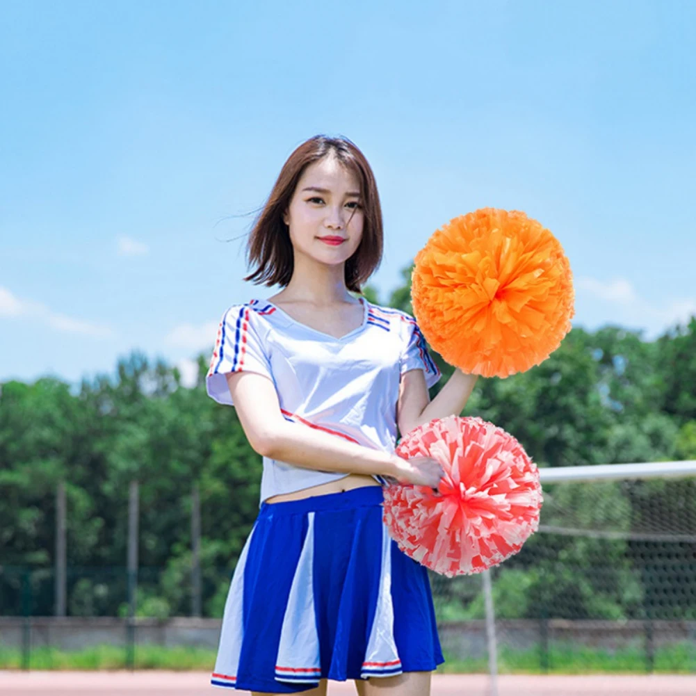 Description Picture 5 of item2 piece Cheerleading Pompoms colorfast no fading cheerleader pom poms  Cheer Pom Majorettes Bouquet Plastic Handles
