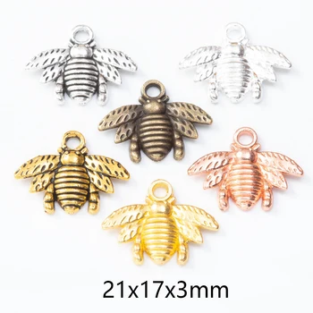 

20pcs 21x17x3mm Bee Honeybee Charms Pendant Bracelets Necklaces Anklet DIY Accessories for Wholesale Craft Jewelry Making