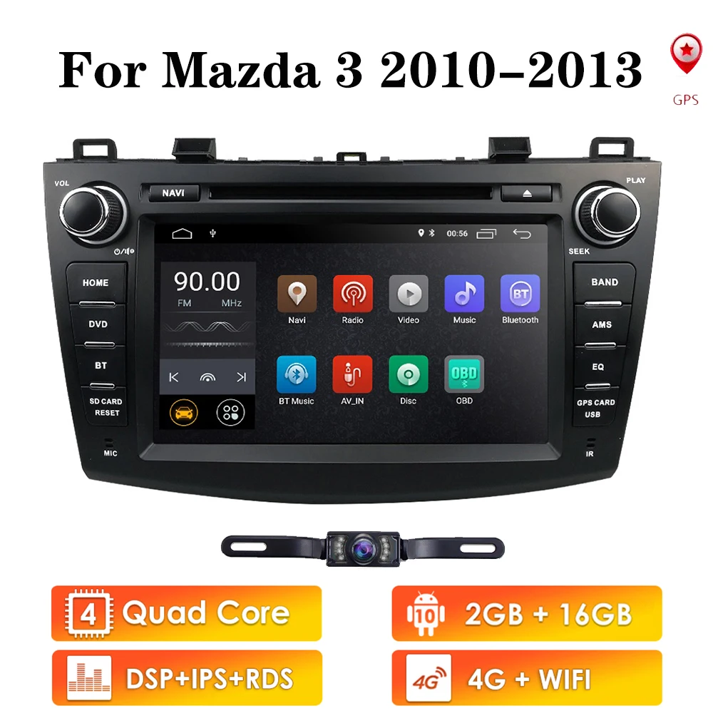 8 дюймов Android 10 Автомобильный DVD Радио стерео плеер для Mazda 3 2010-2013 1024*600 IPS экран 4GWIFI