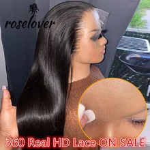 Pelucas invisibles de encaje Frontal para mujer, cabello humano Remy brasileño de 360 de densidad, prearrancado, HD 150%, 13x6