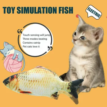 

Electric Cat Wagging Fish Realistic Plush Catnip Fish Mint Toys Chew Bite Toys Non-toxic YU-Home