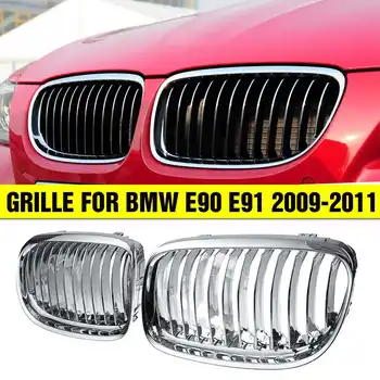 

Pair Car Bumper Front Kidney Grille Glossy Chrome For BMW 3 Series E90 2009 2010 2011 For LCI 323i 325i 330i 335i Racing Grills