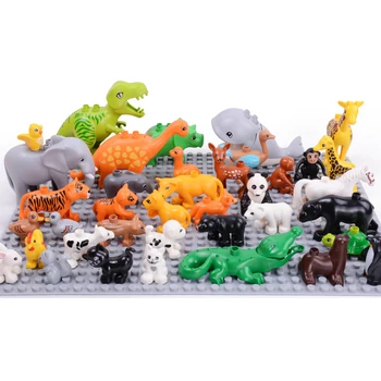 

Duploe Big Size Building Blocks Accessory Children DIY Toys Compatible with Duplo Animals Set Panda Cow Giraffe Horse Bricks