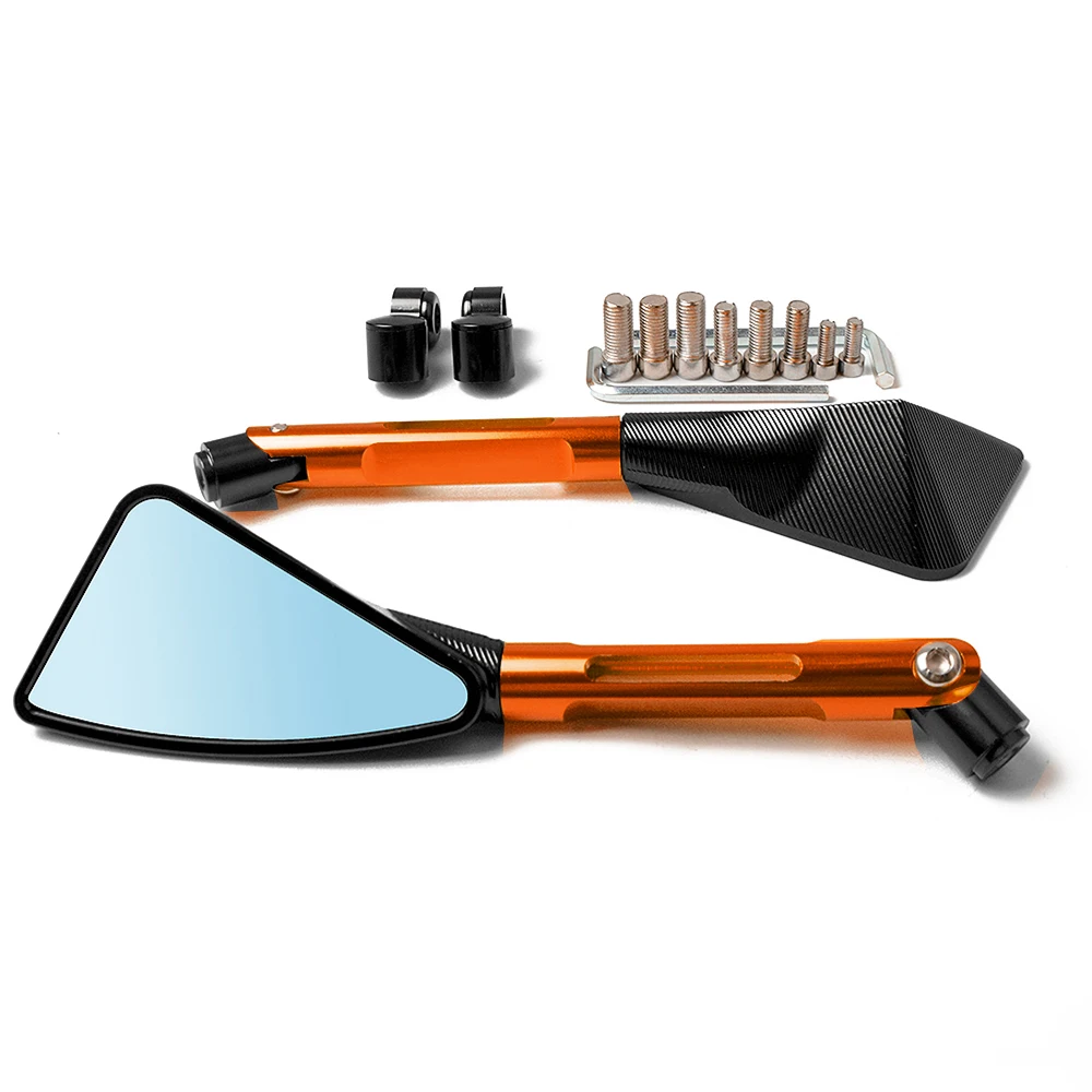 Универсальное мотоциклетное зеркало, складное синее стекло, боковое зеркало заднего вида для Kawasaki Z750 HONDA Hornet 600 Fury X-ADV Integra 700 - Цвет: orange