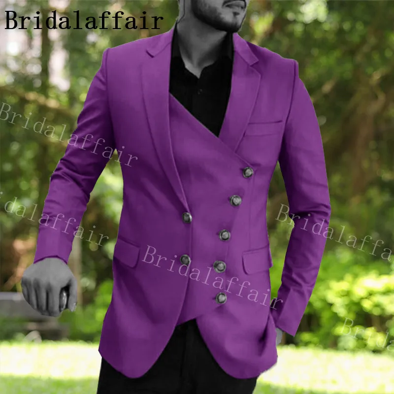 

Фиолетовый Блейзер Bridalaffair, мужские костюмы, облегающий костюм из двух предметов, пиджак и брюки, костюмы для жениха на свадьбу, смокинг для мужчин, индивидуальный костюм