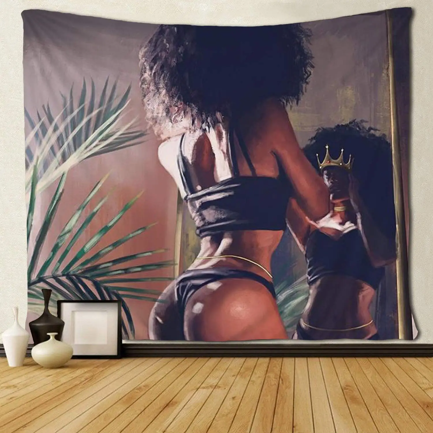 

African American Women with Crown Black Art Tapestries Hippie