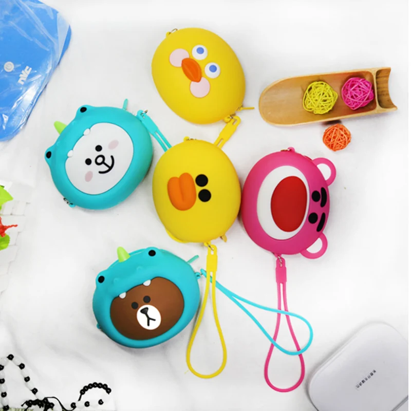 Kawaii Кошелек для монет, кошелек для девочек, мини сумки через плечо, силикагель, на молнии, с ремешком, мультяшная утка, кошелек для монет, мини сумка для хранения