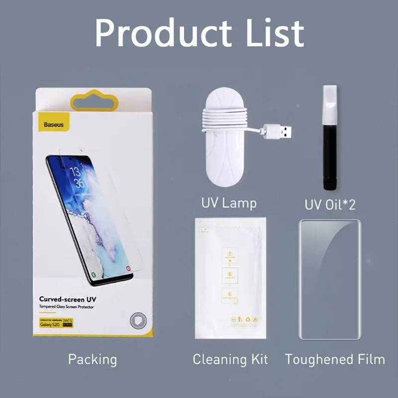 Baseus 2Pcs 0.25mm UV Screen Protector For Samsung Galaxy S20 Plus Ultra Full Cover Protective Tempered Glass For Samsung S 20
