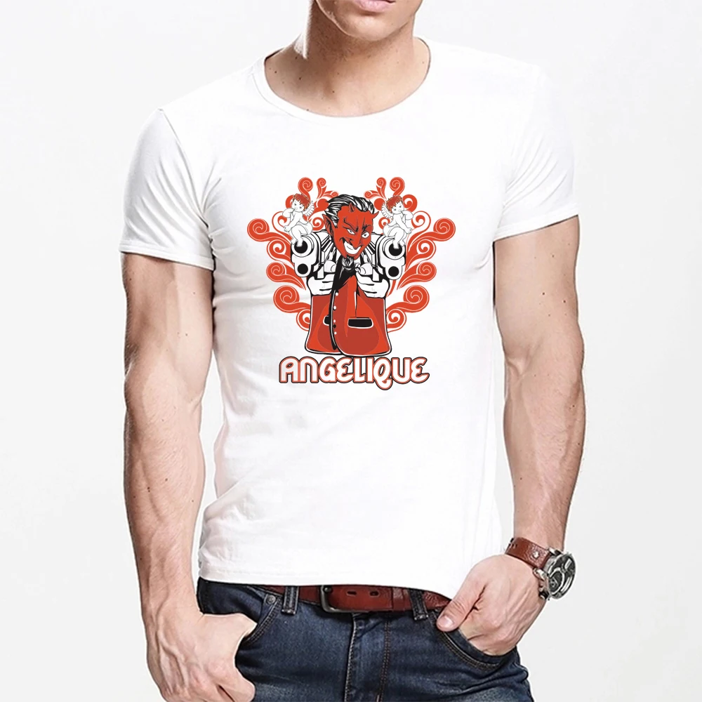 

MOUNTSHARP Summer T Shirt Men Harajuku Double Gun God Funny Print Tee Tops Short Sleeve male T Shirt Casual male Clothes