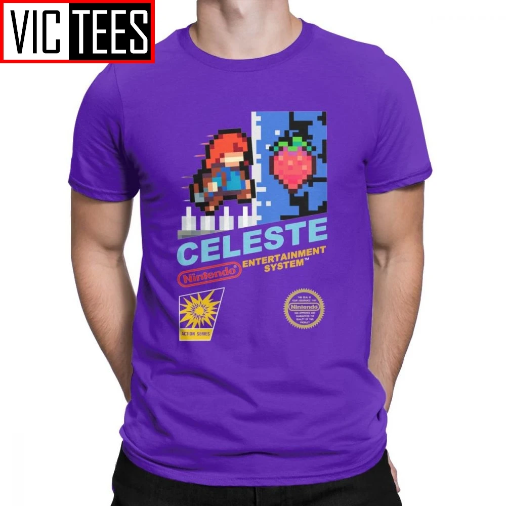 Для Мужчин's Celeste NES крышка светильник светло-голубые футболки для Для мужчин Винтаж хлопковая Футболка с круглым вырезом, футболка, одежда - Цвет: Фиолетовый