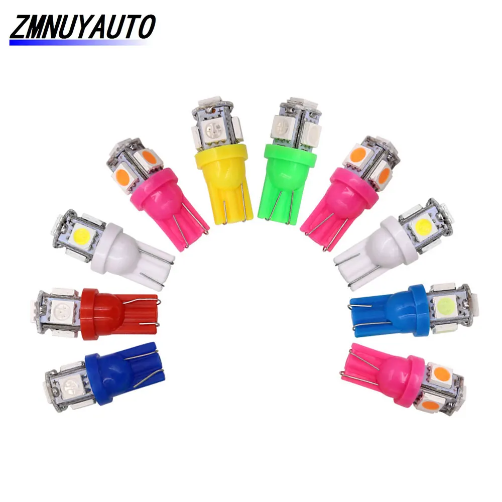 

100PCS Truck Led 12V 24V T10 W5W 5050 5SMD 5LED Car Clearance Light Auto Parking Indicator Reading Lamp White Red Greem Pink Ice
