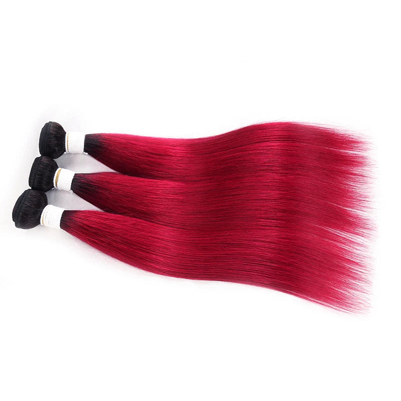 1B 99J/бордовые пучки волос с закрытием kemy Hair бразильские прямые человеческие волосы переплетения пучки не Реми двухцветный парик расширение