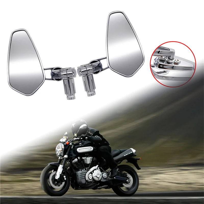

1 Pair 7/8" 22mm Universal Motorcycle Aluminum Rear View Silver Handle Bar End Side Rearview Mirrors For Kawasaki Z800 Z750