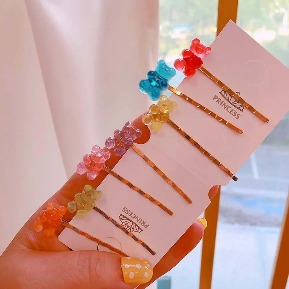 

1PC Handmade Cartoon Bear Hairpins Cute Transparent Hair Clips Women&Girl Daily Children Barrette Jewelry Party Gift