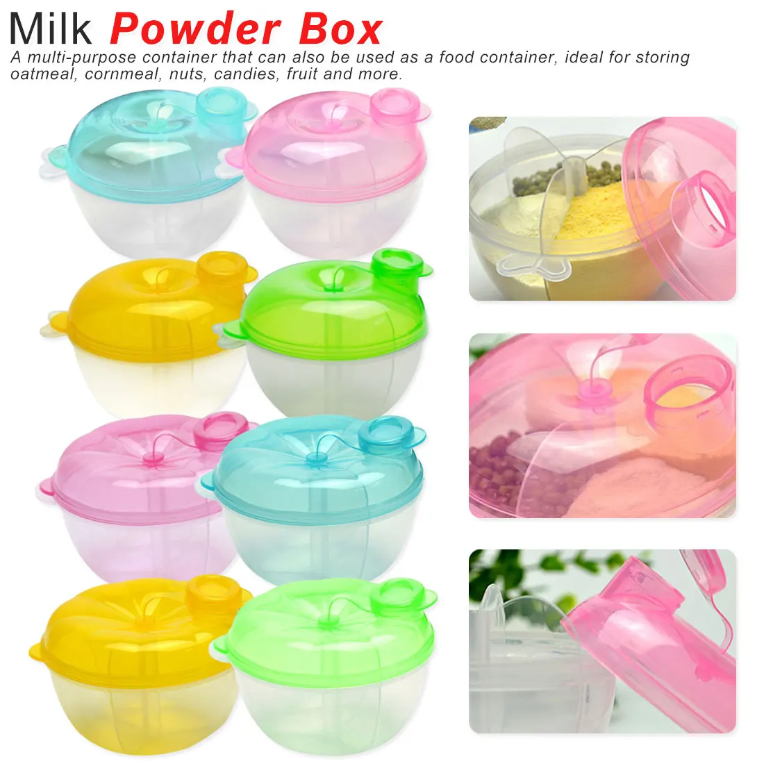 3 Layer Baby Milk Powder Formula Dispenser Food Container Storage Feeding Box