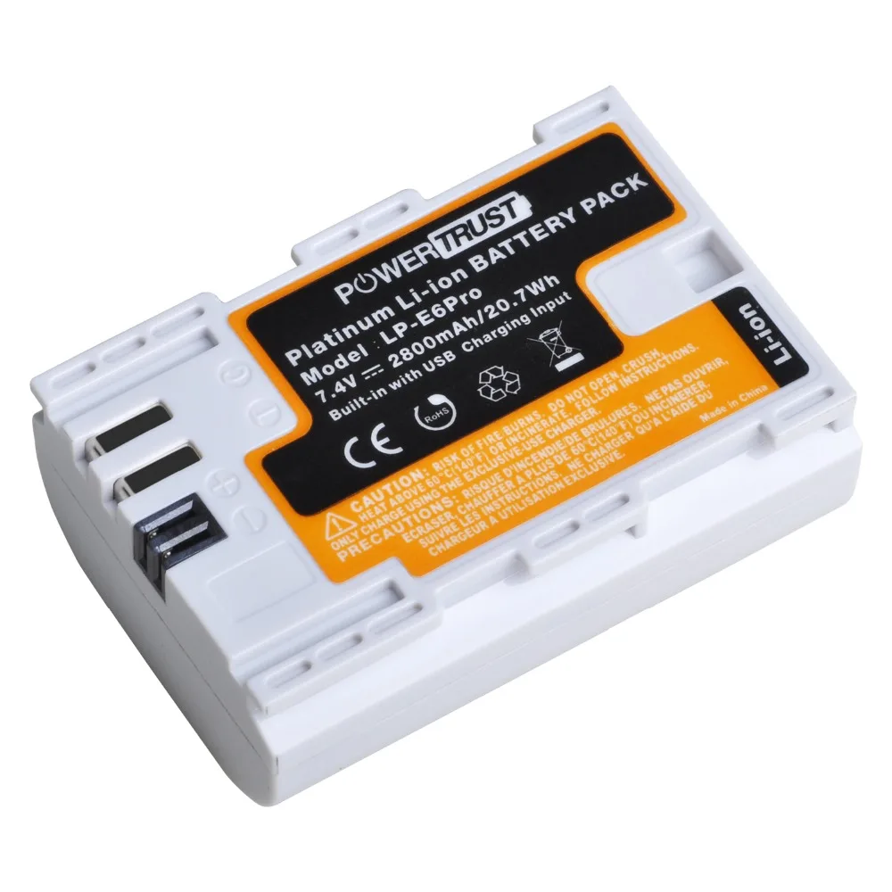 PowerTrust LP-E6 LP E6 2800mAh 7,4 V LPE6 LP-E6N Аккумулятор для камеры Canon 5D Mark II III IV 5DS 5DS R EOS 6D 70D 80D камера s