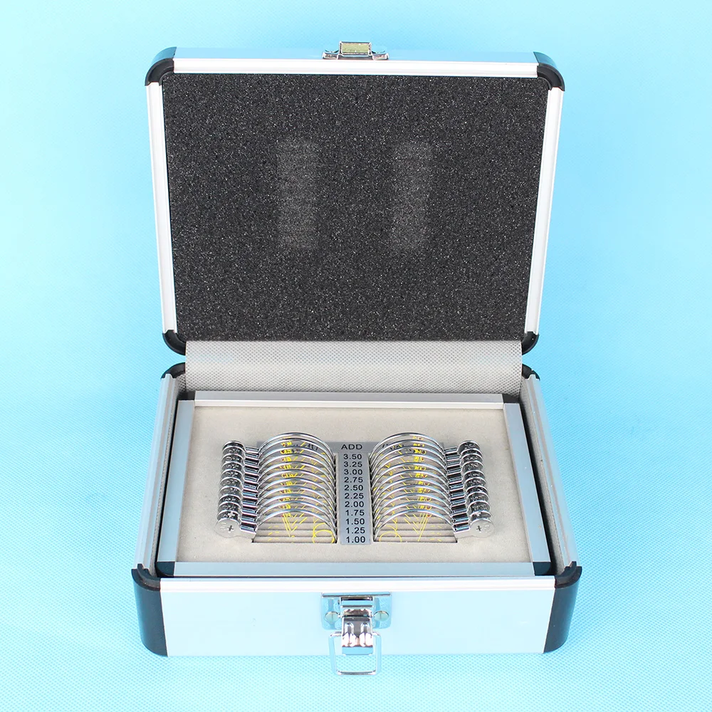 Quality Type 22pcs Optical Opthalmic Progressive Lens Set Trial Lens Case Aluminium Tray And Case