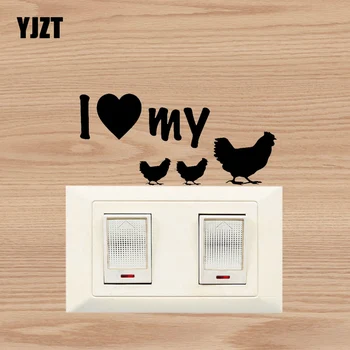 

YJZT Farm Chicken Living Room Decor Vinyl Decal Animal Wall Switch Sticker My Love Heart S19-0171