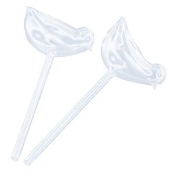 

2pcs Bird Shape Hand Blown Clear Glass Self Watering Durable Mini Transparent Bird Shape Plant Watering