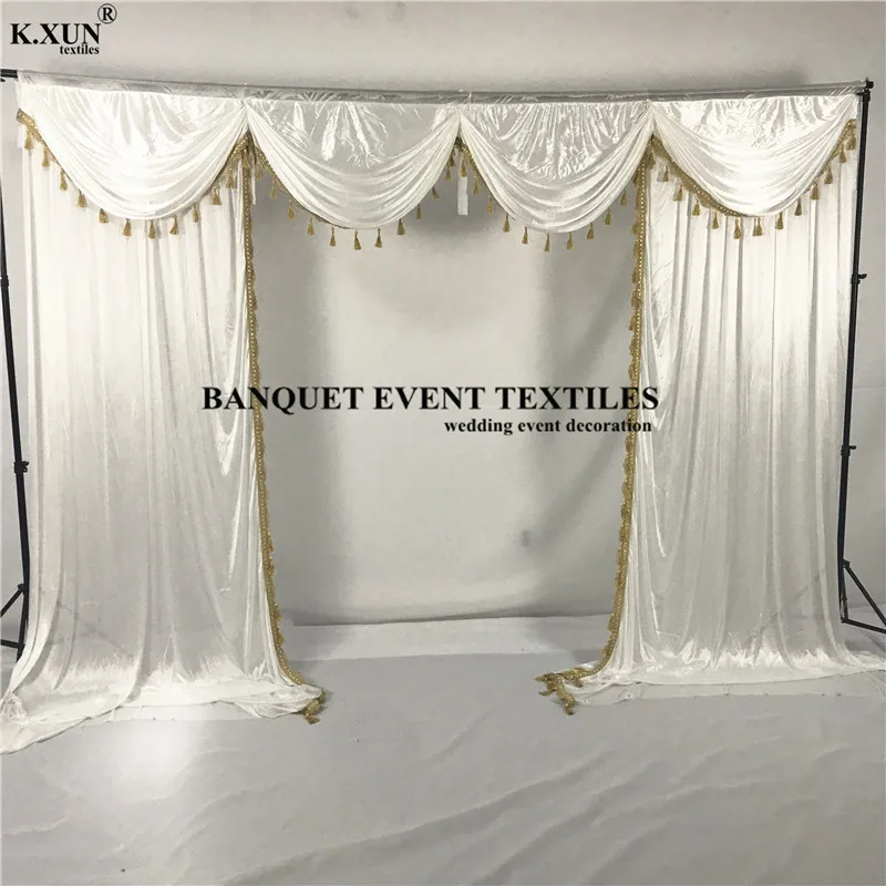 White Backdrop Curtains Ice Silk Detachable Swag Wedding Party Decorations W/O 