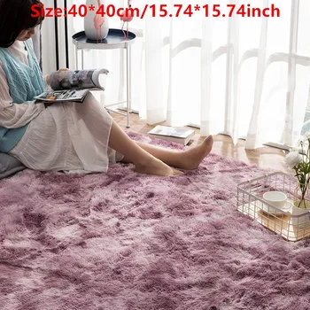 

Shaggy Tie-dye Carpet Printed Alfombra Plush Floor Fluffy Mats pets Room Faux Fur Area Rug Mats Silky Rugs 15.74*15.74inch