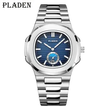 

PLADEN Business Men Watch Luxury Fashion Dress Quartz Wristwatch Mens Stainless Steel Strap Gradient Blue Waterproof guccy watch