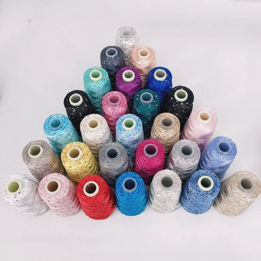 пряжа 50g /350M Mercerized yarn 3mm special Sequin yarn DIY hand woven Rag doll knitting wool blanket 5