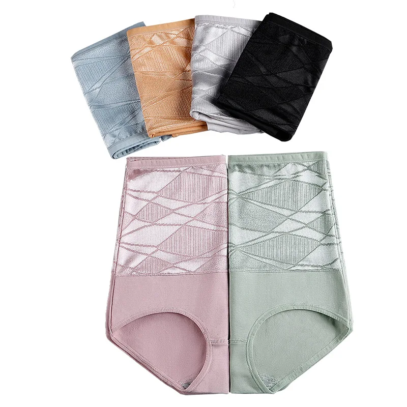 

4pcs/box Cotton jacquard High-Rise Panties Women Belly In Carry Buttock Briefs Ladies Soft Briefs Soft comfortable