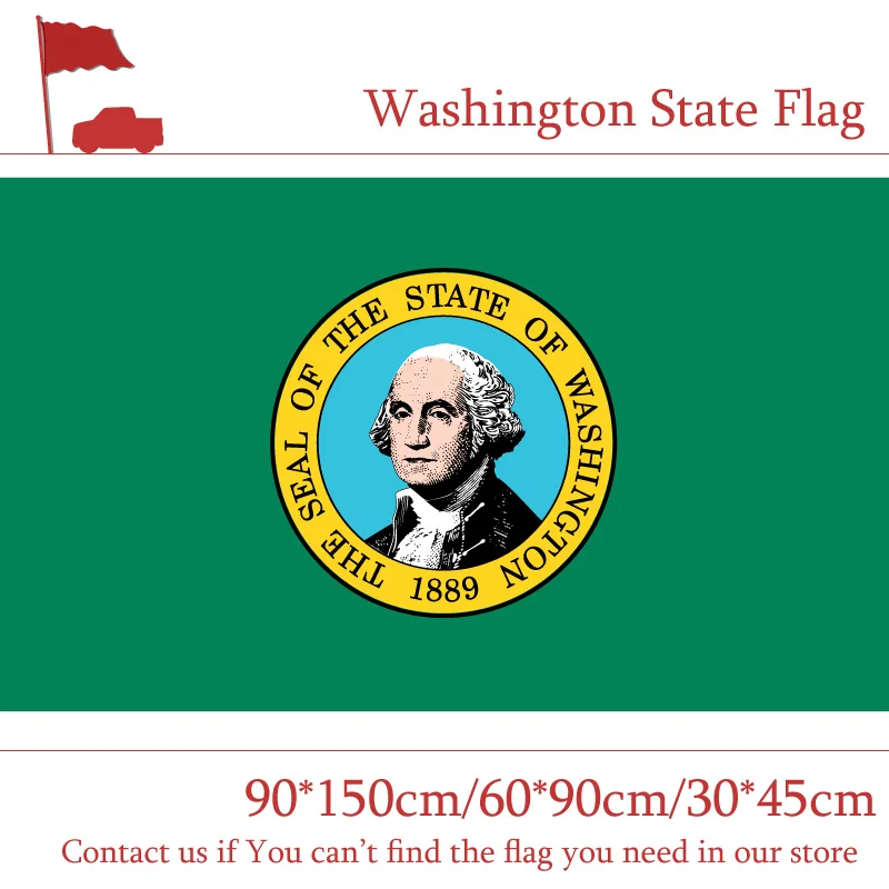 

Free shipping America 3*5ft Washington State Flag 30*45cm Car Flag 90*150cm 60*90cm High-quality