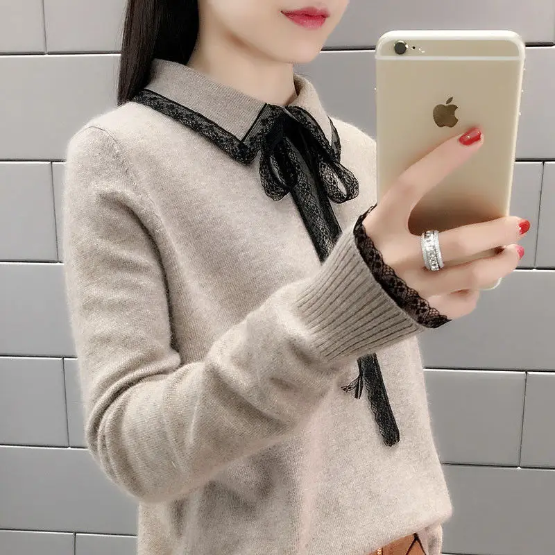 2020 New Winter Women Knitted Turtleneck Sweater Female Casual Loose Long Sleeve Elasticity Korean Styles Bow Pullovers W220 | Женская