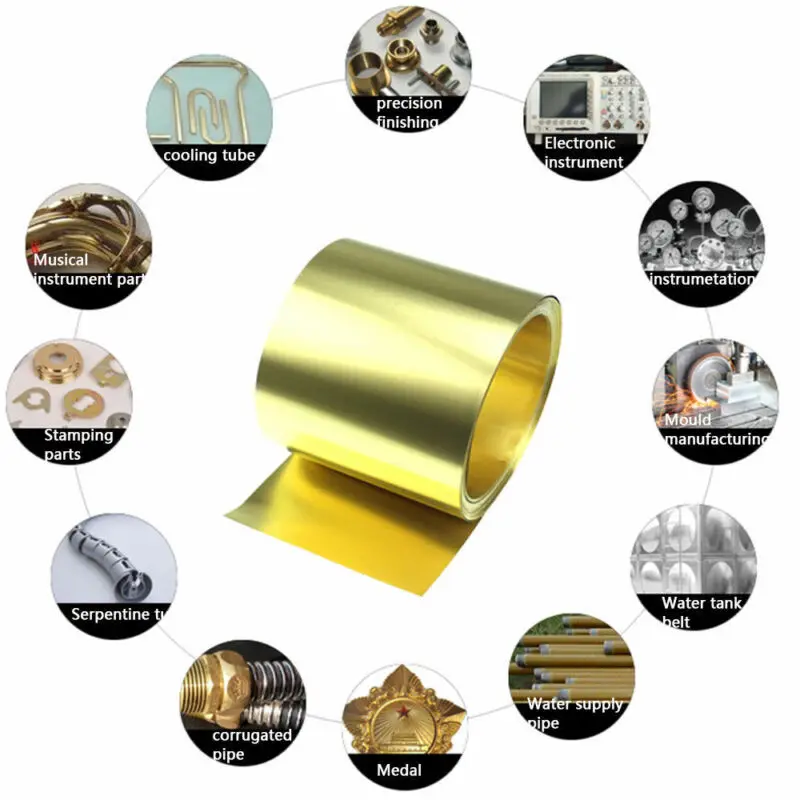 Brass Sheet Brass Flat Thick 0.01-0.3mm Width 10-200 mm Metal Thin Sheet Foil Plate Length 100mm~1000mm