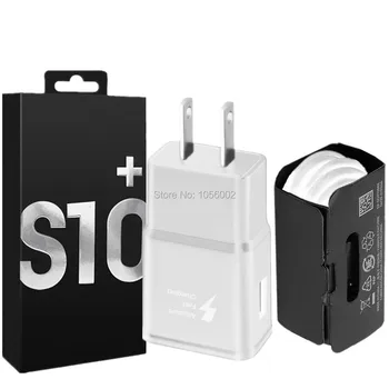 

For Samsung S10 Wall charger QC3.0 Fast Quick Charging Power Adapter + Type c Cable For s8 s9 S10e note 8 9 10 with box