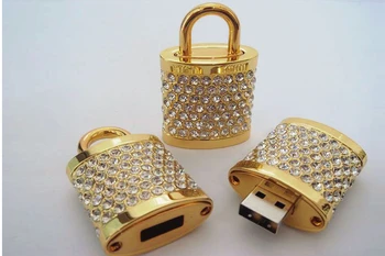 

Diamond Jewelry Usb Pen Drive Lock Crystal Creative Jewelry Crystal Pendrive Lock USB Flash Drives 32GB 64GB USB 2.0 Diamond 8GB