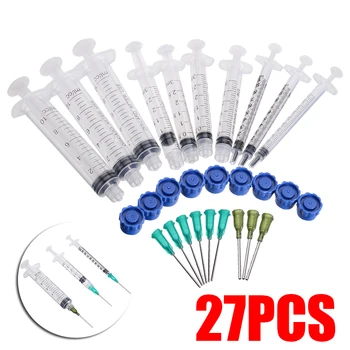 

9pcs 1ml/3ml/10ml Syringe with 9pcs 14Ga & 18Ga Blunt Tip Needle & 9pcs Tip Cap Refilling Syringe for Mixing Many Liquid Gels