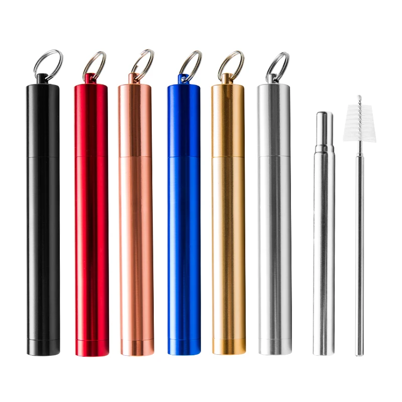 

IRONX Eco Friendly Reusable Telescopic Stainless Steel Drinking Straws with 1 Brush and Metal Case