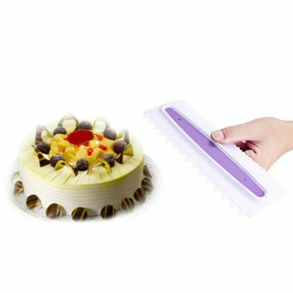  Cake Smoother Scraper Icing Comb Pastry Buttercream Spatulas Plastic Three-Piece Set DIY Tool Mouss