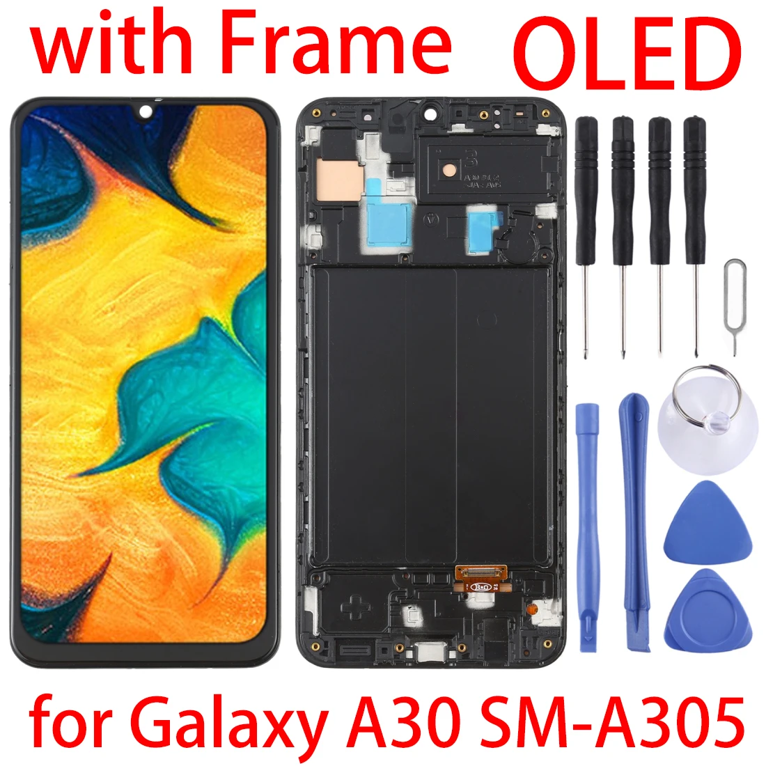 OLED LCD+Frame For SAMSUNG GALAXY A30 