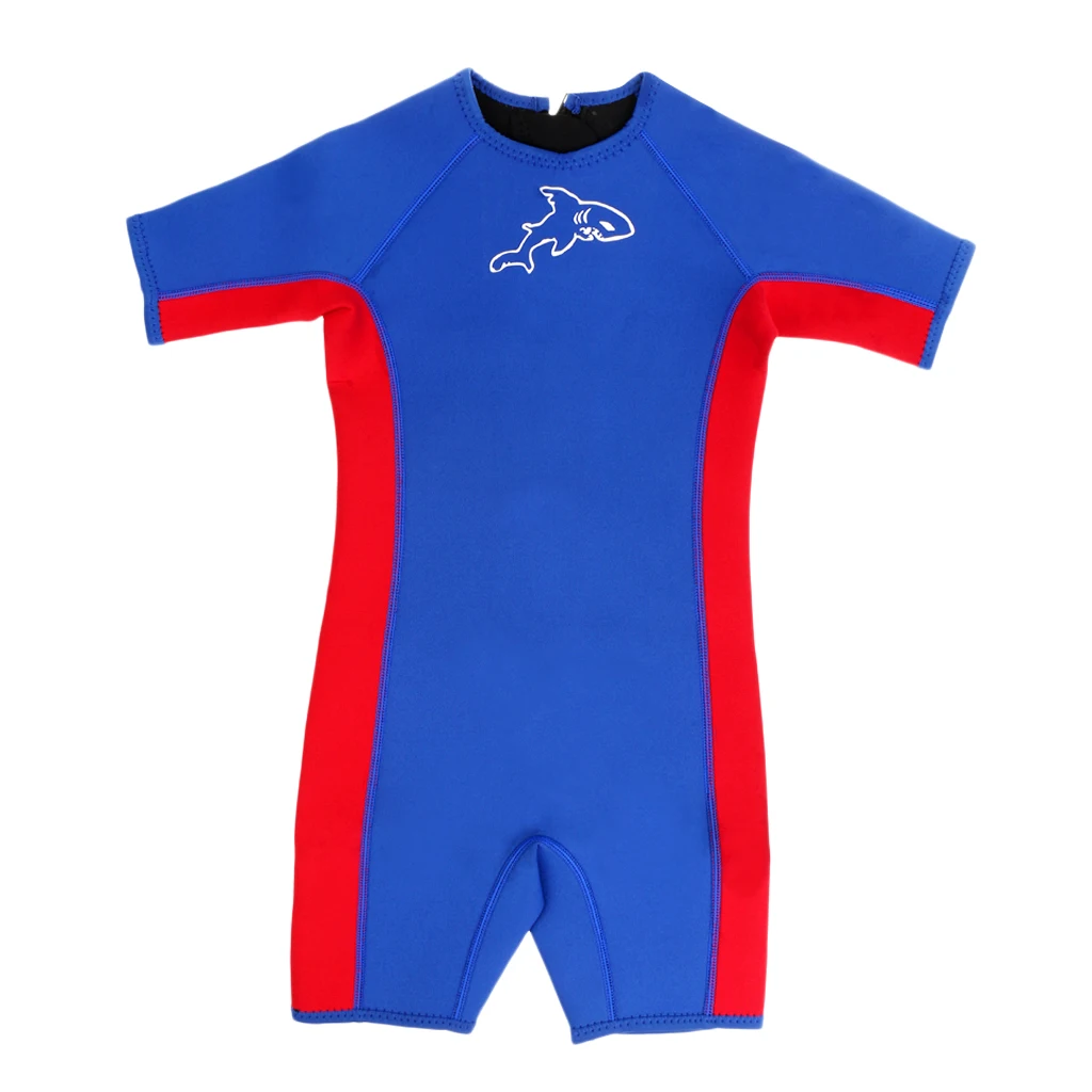 Short Sleeve One Piece Swimsuit Wetsuit, UPF 50+ Protection Rashguard Blue Boys for Children Toddler 