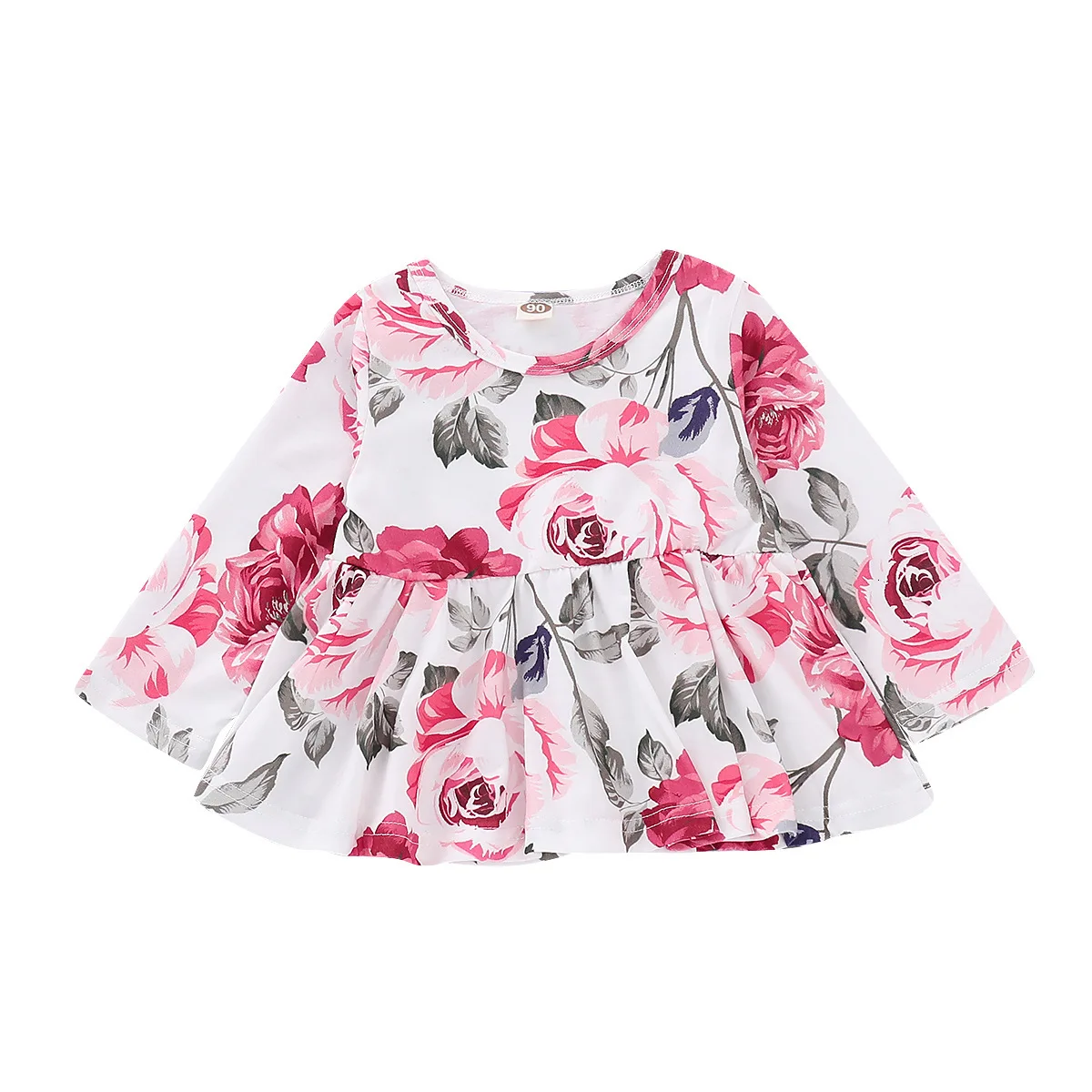 Girls Denim Suit Hot New Floral Long-sleeved Girls Clothes Waist Shirt Hole Cow Children Flower Print Set